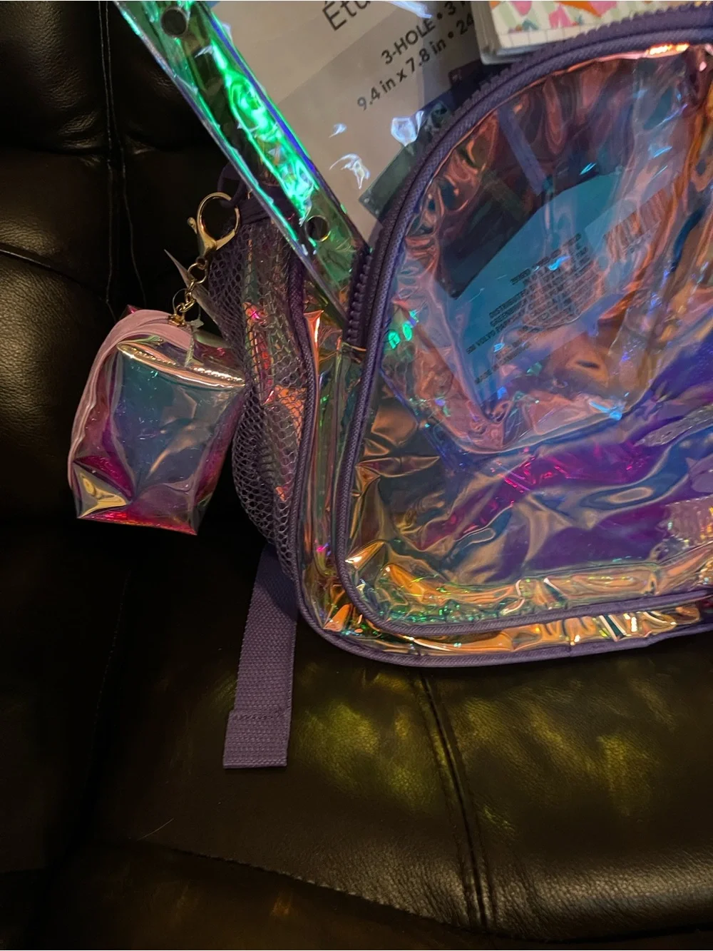 Holographic Purple Kids Backpack with Accessories